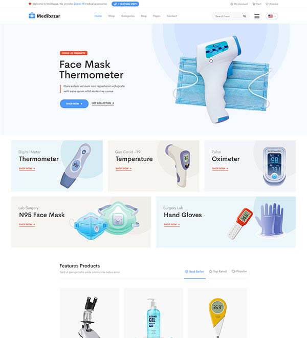 Medibazar – 1 – Medical Store eCommerce Theme